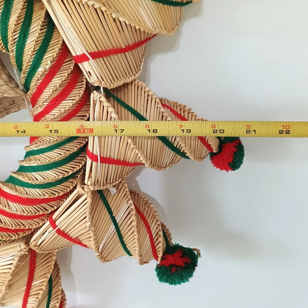 Vintage Holiday Scandinavian Swedish Woven Straw Star Christmas Wreath 21